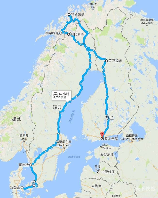 芬兰旅游地图中文版（芬兰旅游线路设计）